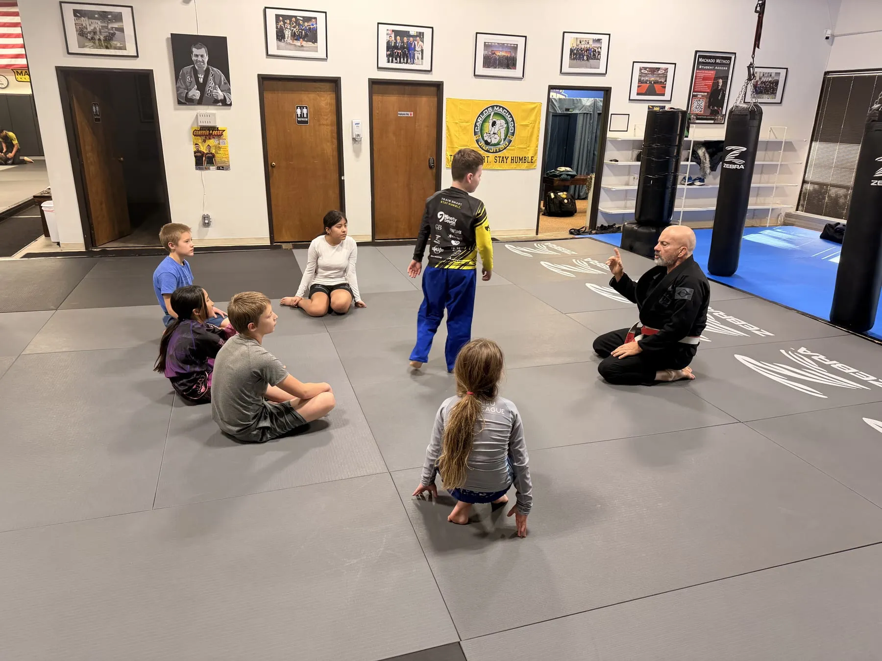 Machado Method kids in their gis on the mat in Carrollton, TX