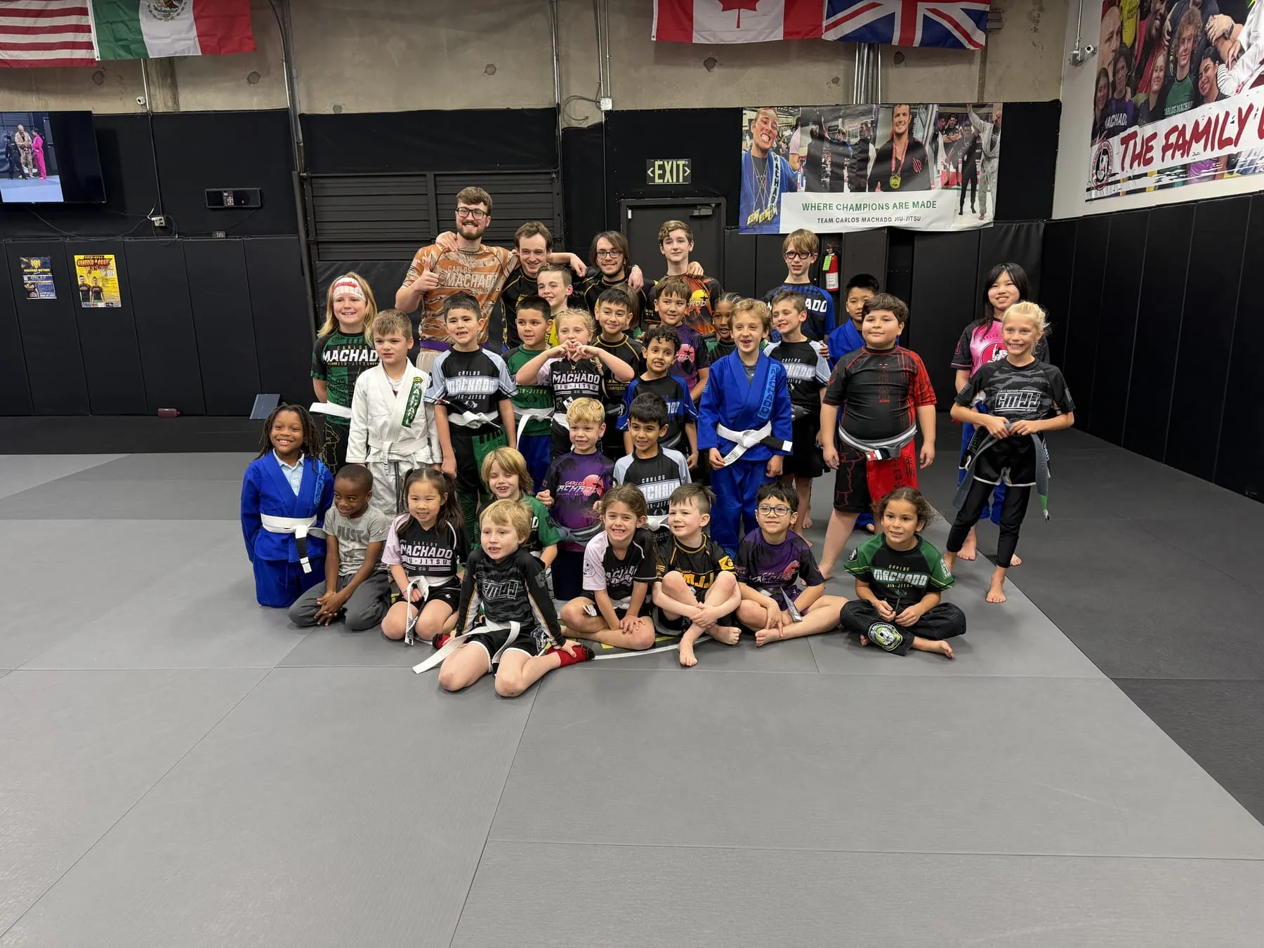 Youth and teen students together after class at Machado Method in Carrollton, TX
